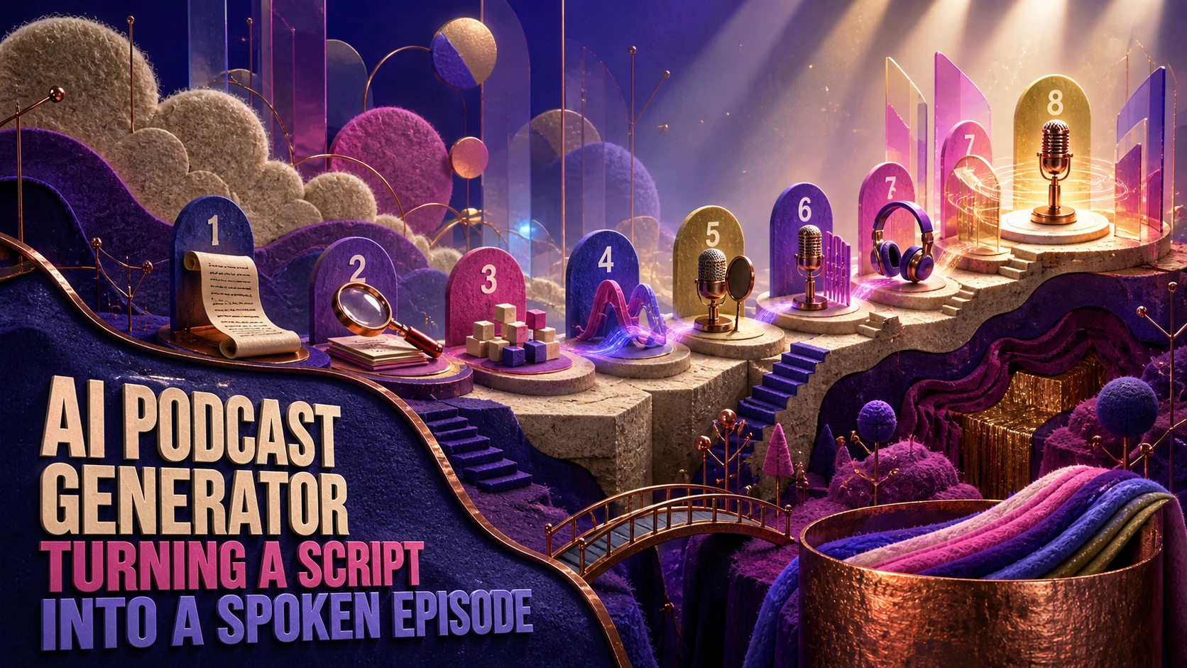 AI Podcast Generator: Turning a Script into a Spoken Episode — TtsPlus guide illustration