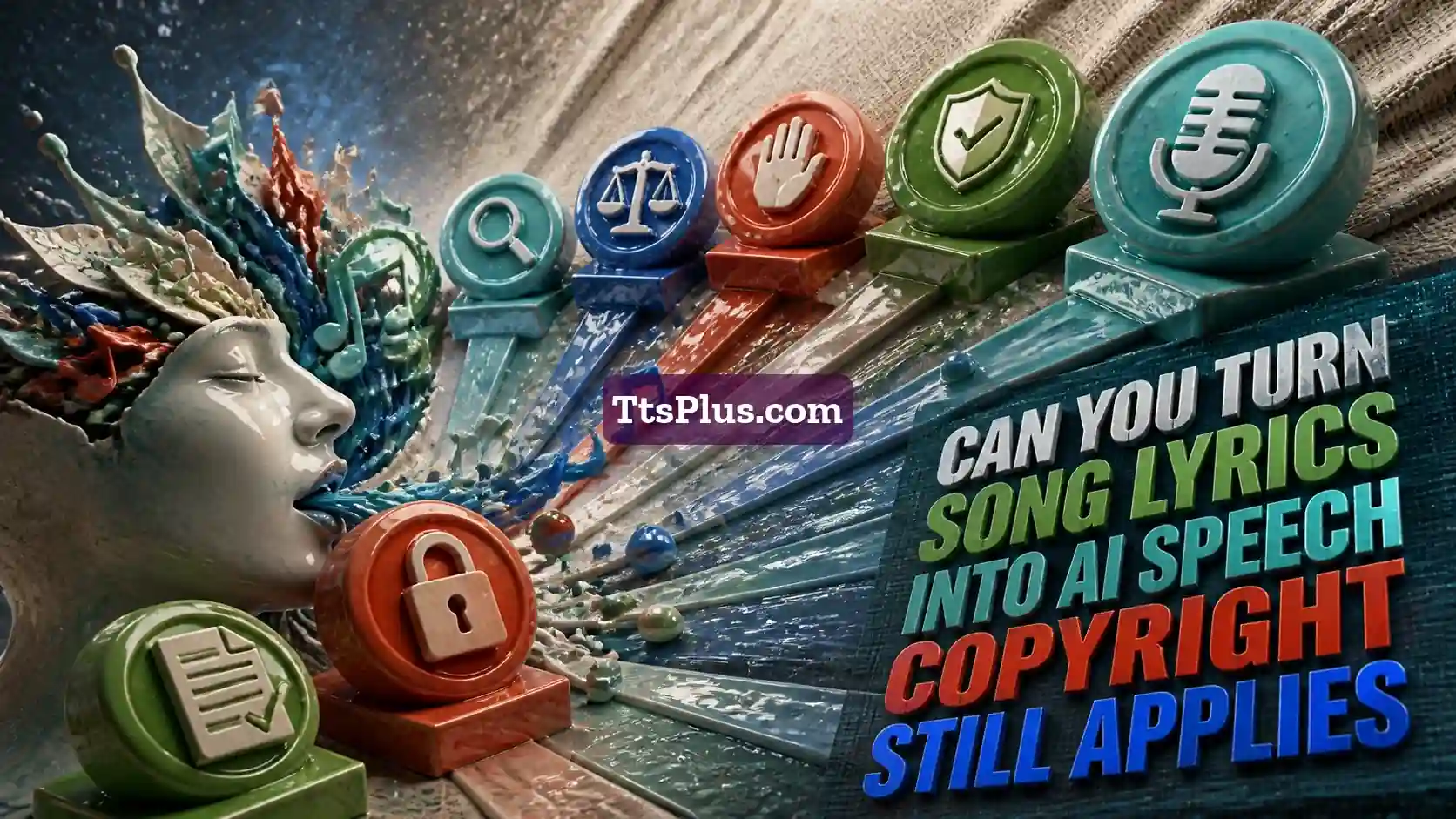 Can You Turn Song Lyrics into AI Speech? Copyright Still Applies — TtsPlus guide illustration