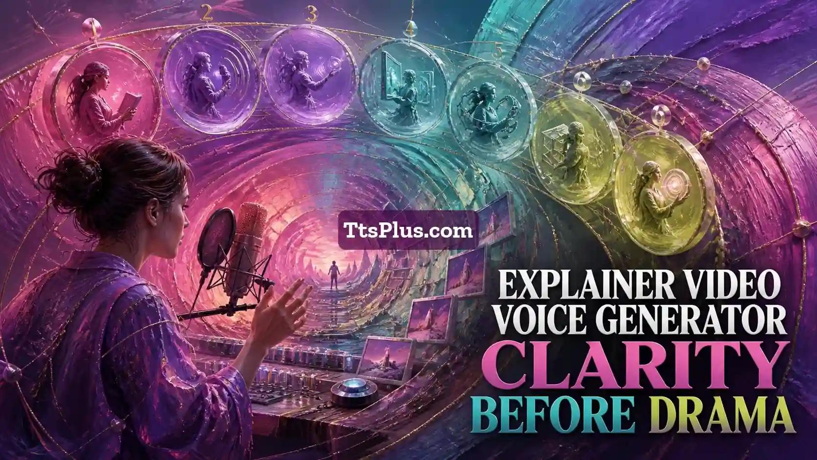 Explainer Video Voice Generator: Clarity Before Drama — TtsPlus guide illustration