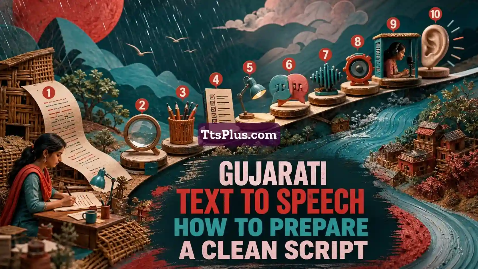 Gujarati Text to Speech: How to Prepare a Clean Script — TtsPlus guide illustration