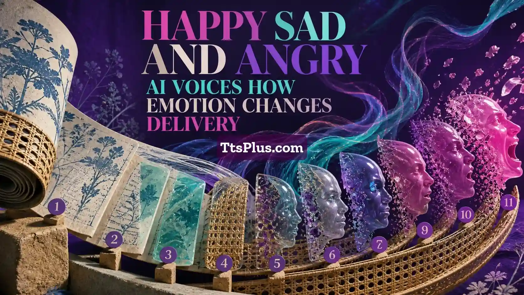 Happy, Sad and Angry AI Voices: How Emotion Changes Delivery — TtsPlus guide illustration
