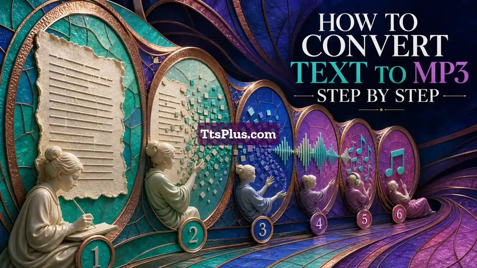 How to Convert Text to MP3 Step by Step — TtsPlus guide illustration