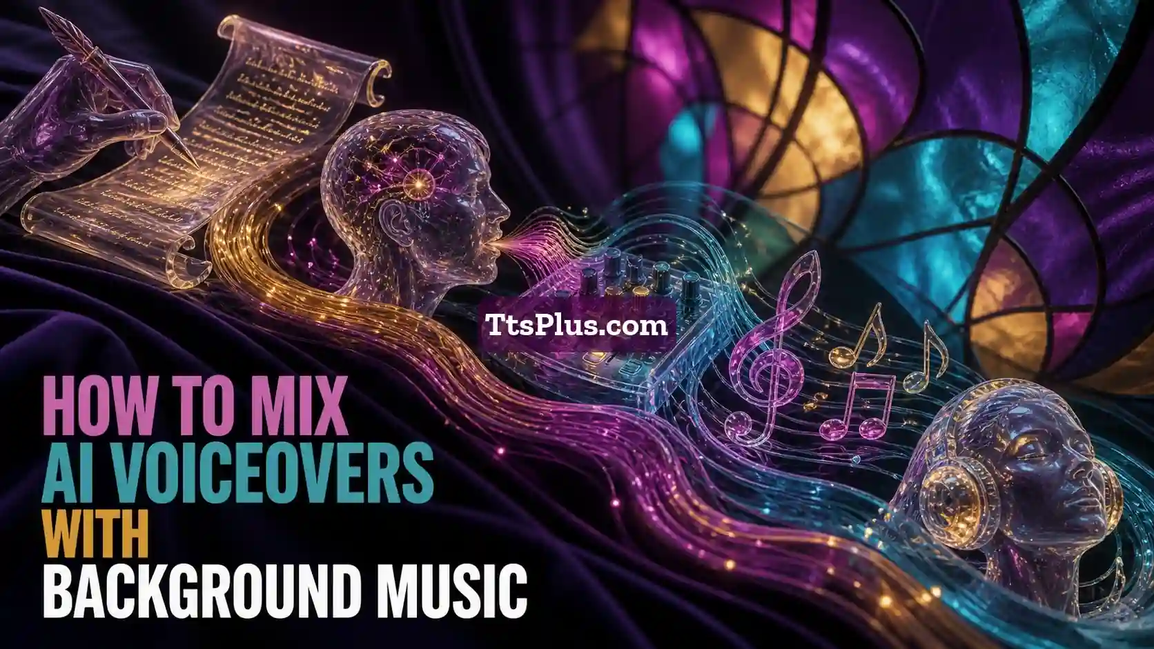 How to Mix AI Voiceovers with Background Music — TtsPlus guide illustration