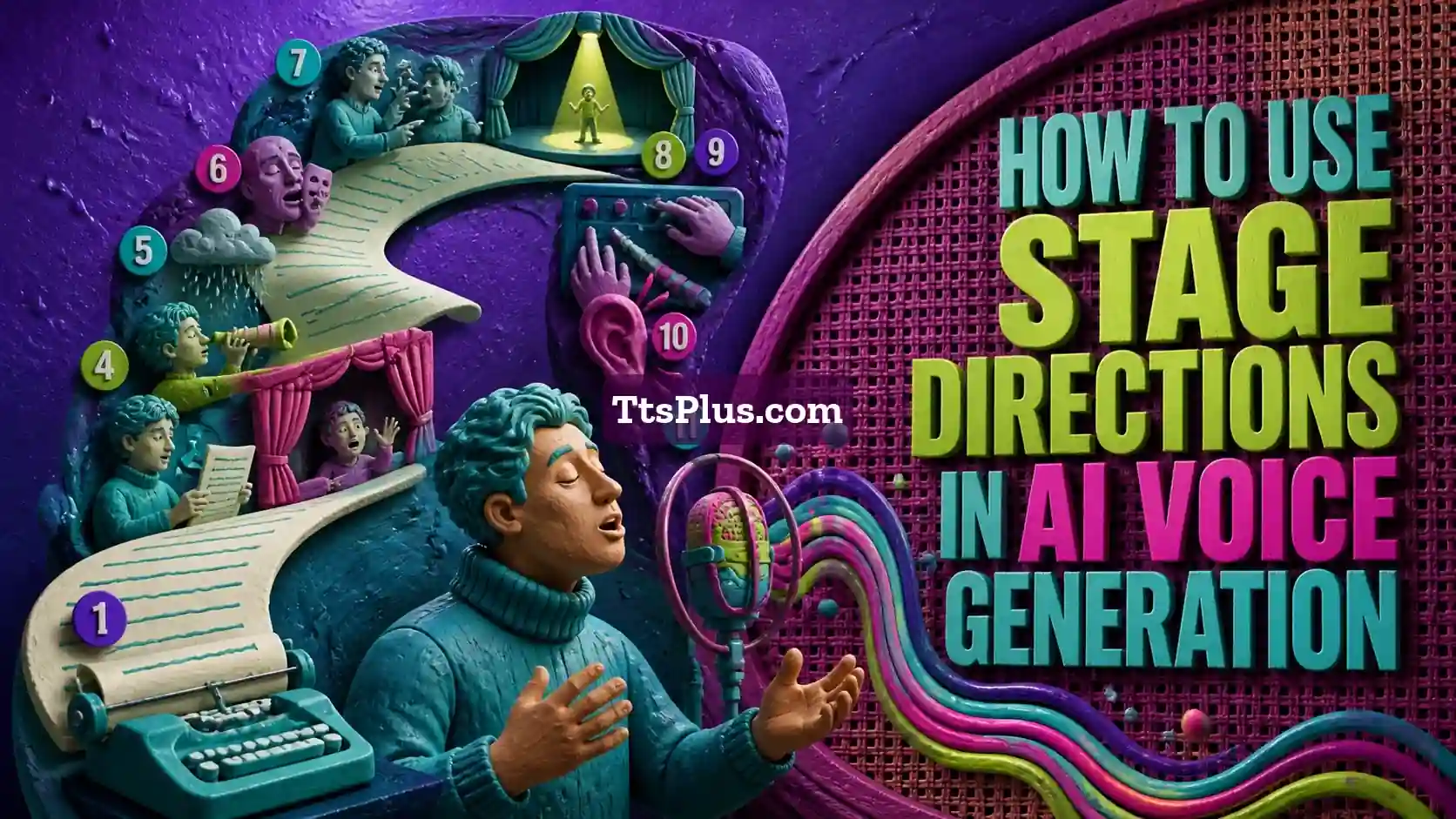 How to Use Stage Directions in AI Voice Generation — TtsPlus guide illustration
