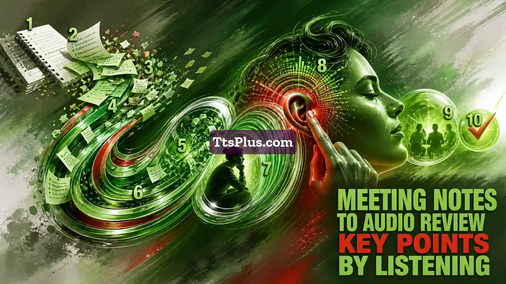 Meeting Notes to Audio: Review Key Points by Listening — TtsPlus guide illustration