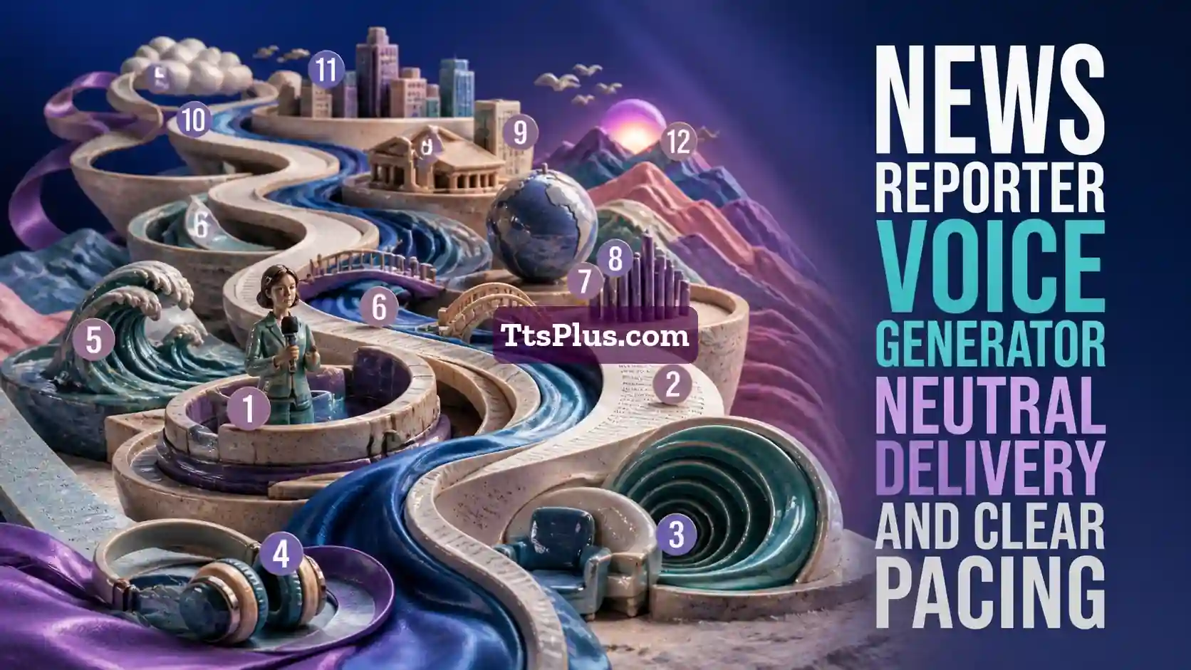 News Reporter Voice Generator: Neutral Delivery and Clear Pacing — TtsPlus guide illustration