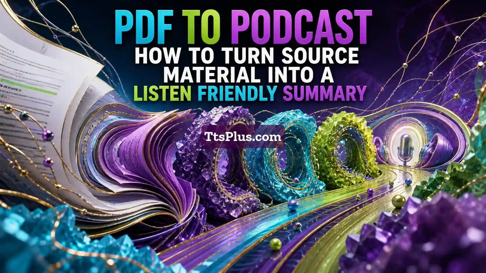 PDF to Podcast: How to Turn Source Material into a Listen-Friendly Summary — TtsPlus guide illustration