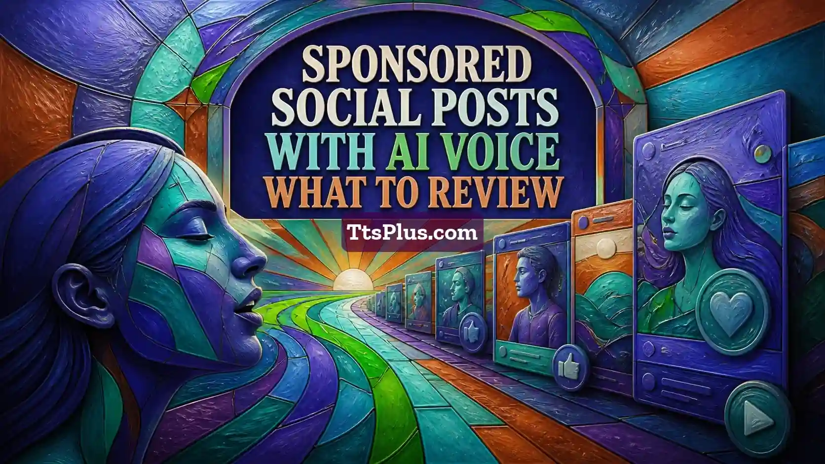 Sponsored Social Posts with AI Voice: What to Review — TtsPlus guide illustration