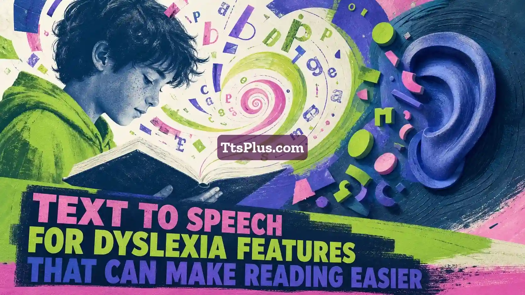 Text to Speech for Dyslexia: Features That Can Make Reading Easier — TtsPlus guide illustration